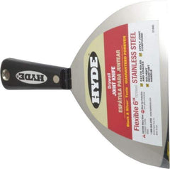 Hyde Tools - 6" Wide Stainless Steel Taping Knife - Flexible, Nylon Handle, 8-1/4" OAL - Americas Tooling