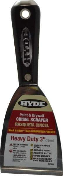 Hyde Tools - 3" Wide Carbon Steel Putty Knife - Stiff, Nylon/Hammerhead Handle - Americas Tooling