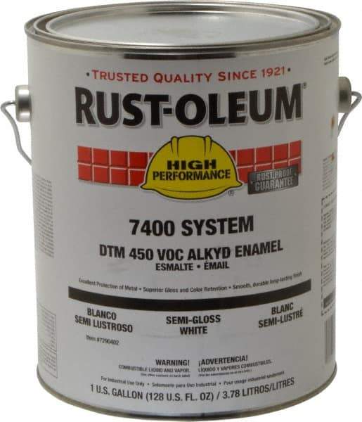 Rust-Oleum - 1 Gal White Semi Gloss Finish Industrial Enamel Paint - Interior/Exterior, Direct to Metal, <450 gL VOC Compliance - Americas Tooling