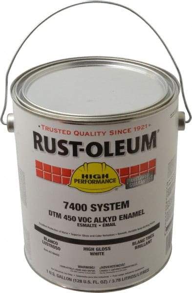 Rust-Oleum - 1 Gal White High Gloss Finish Industrial Enamel Paint - Interior/Exterior, Direct to Metal, <450 gL - Americas Tooling