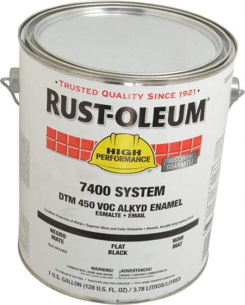 Rust-Oleum - 1 Gal Black Flat Finish Industrial Enamel Paint - Interior/Exterior, Direct to Metal, <450 gL VOC Compliance - Americas Tooling