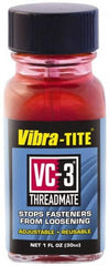 Vibra-Tite - 1 Fluid Ounce Bottle, Red, Low Strength Threadlocker - Series VC-3, 24 hr Full Cure Time, Hand Tool, Heat Removal - Americas Tooling