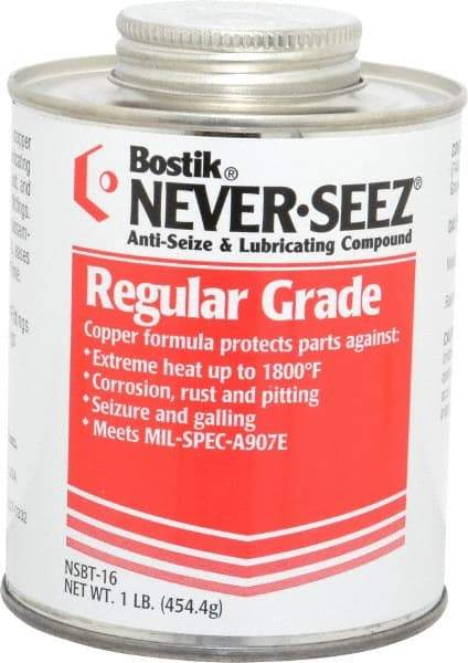 Bostik - 1 Lb Can Extreme Pressure Anti-Seize Lubricant - Copper, -297 to 1,800°F, Silver Gray, Water Resistant - Americas Tooling