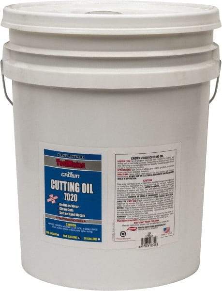 Crown - 5 Gal Pail Cutting Fluid - Straight Oil, For Deep Drawing, Drilling, Forming, Grinding, Machining, Sawing - Americas Tooling