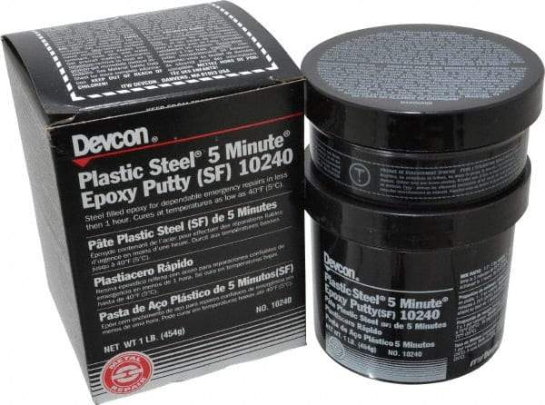 Devcon - 1 Lb Pail Two Part Epoxy - 5 min Working Time, 2,026 psi Shear Strength, Series Plastic Steel - Americas Tooling