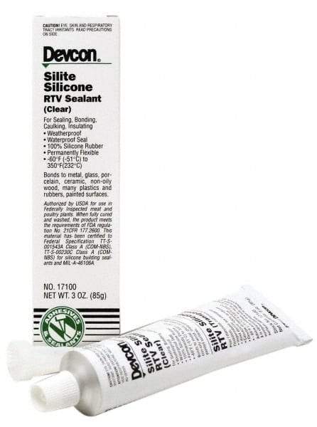 Devcon - 3 oz Tube Clear RTV Silicone Joint Sealant - -60 to 450°F Operating Temp - Americas Tooling