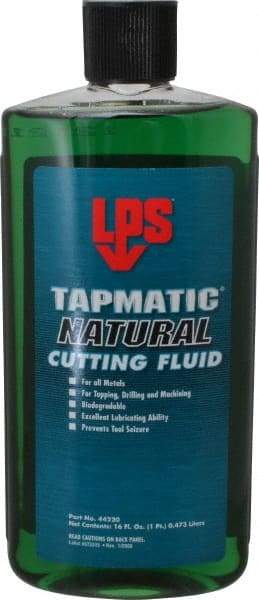 LPS - Tapmatic Natural, 16 oz Bottle Cutting & Tapping Fluid - Straight Oil, For Boring, Broaching, Drilling, Engraving, Facing, Milling, Reaming, Sawing, Tapping, Threading, Turning - Americas Tooling