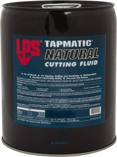 LPS - Tapmatic Natural, 5 Gal Pail Cutting & Tapping Fluid - Straight Oil, For Boring, Broaching, Drilling, Engraving, Facing, Milling, Reaming, Sawing, Tapping, Threading, Turning - Americas Tooling