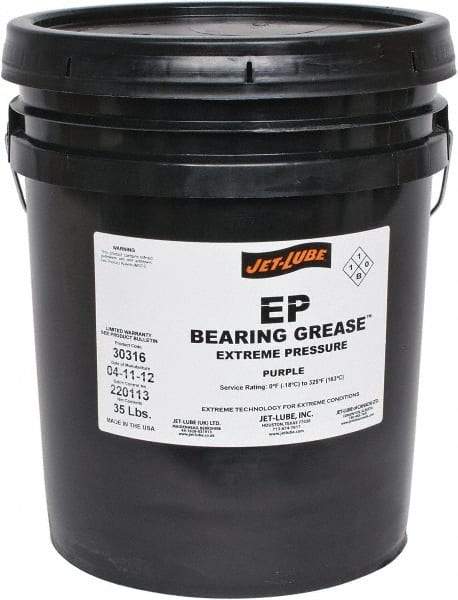 Jet-Lube - 35 Lb Pail Extreme Pressure Grease - Purple, Extreme Pressure, 325°F Max Temp, NLGIG 2, - Americas Tooling