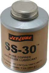 Jet-Lube - 1 Lb Can High Temperature Anti-Seize Lubricant - Copper, -65 to 1,800°F, Copper Colored, Water Resistant - Americas Tooling