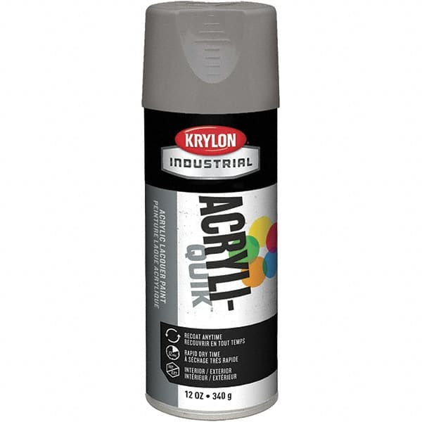 Krylon - Smoke Gray, 12 oz Net Fill, Gloss, Lacquer Spray Paint - 15 to 20 Sq Ft per Can, 16 oz Container, Use on Cabinets, Color Coding Steel & Lumber, Conduits, Drums, Ducts, Furniture, Motors, Pipelines, Tools - Americas Tooling