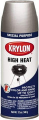 Krylon - Aluminum (Color), 12 oz Net Fill, Satin, High-Heat Metallic Spray Paint - 15 to 20 Sq Ft per Can, 12 oz Container - Americas Tooling