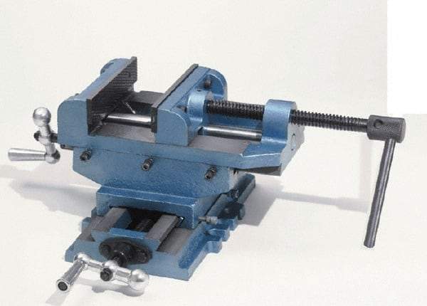 Palmgren - 6" Jaw Opening Capacity x 2" Throat Depth, Horizontal Drill Press Vise - 8" Wide Jaw, Cross Slide Base, Standard Speed, 8" OAL x 7-1/4" Overall Height - Americas Tooling