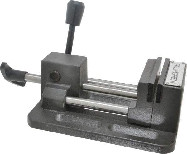 Palmgren - 3" Jaw Opening Capacity x 1" Throat Depth, Horizontal Drill Press Vise - 3" Wide Jaw, Stationary Base, Standard Speed, 12-1/4" OAL x 2-3/4" Overall Height - Americas Tooling