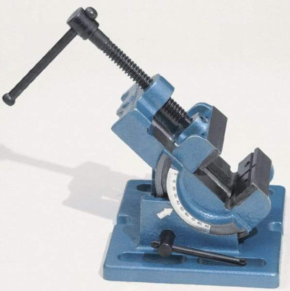 Palmgren - 3" Jaw Opening Capacity x 1-1/8" Throat Depth, Angle Drill Press Vise - 3" Wide Jaw, Stationary Base, Rapid Action, 6-1/2" OAL x 4" Overall Height - Americas Tooling