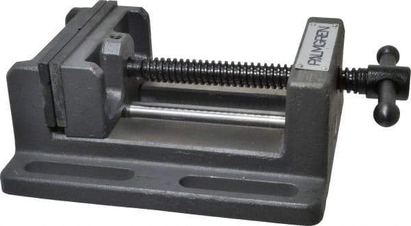 Palmgren - 4" Jaw Opening Capacity x 1-3/4" Throat Depth, Horizontal Drill Press Vise - 4" Wide Jaw, Stationary Base, Standard Speed, 7-1/2" OAL x 2-7/8" Overall Height - Americas Tooling