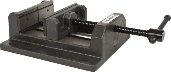 Palmgren - 6" Jaw Opening Capacity x 2" Throat Depth, Horizontal Drill Press Vise - 6" Wide Jaw, Stationary Base, Standard Speed, 11" OAL x 3-9/16" Overall Height - Americas Tooling