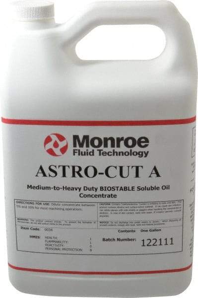 Monroe Fluid Technology - Astro-Cut A, 1 Gal Bottle Cutting & Grinding Fluid - Water Soluble, For CNC Milling, Drilling, Tapping, Turning - Americas Tooling