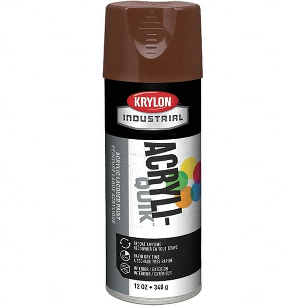 Krylon - Leather Brown, 12 oz Net Fill, Gloss, Lacquer Spray Paint - 15 to 20 Sq Ft per Can, 16 oz Container, Use on Cabinets, Color Coding Steel & Lumber, Conduits, Drums, Ducts, Furniture, Motors, Pipelines, Tools - Americas Tooling