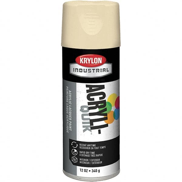 Krylon - Almond (Color), 12 oz Net Fill, Gloss, Lacquer Spray Paint - 15 to 20 Sq Ft per Can, 16 oz Container, Use on Cabinets, Color Coding Steel & Lumber, Conduits, Drums, Ducts, Furniture, Motors, Pipelines, Tools - Americas Tooling