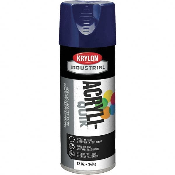 Krylon - Regal Blue, 12 oz Net Fill, Gloss, Lacquer Spray Paint - 15 to 20 Sq Ft per Can, 16 oz Container, Use on Cabinets, Color Coding Steel & Lumber, Conduits, Drums, Ducts, Furniture, Motors, Pipelines, Tools - Americas Tooling