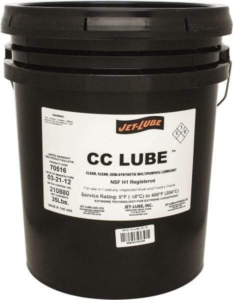 Jet-Lube - 35 Lb Pail Synthetic General Purpose Grease - Clear, Food Grade, 400°F Max Temp, NLGIG 1-1/2, - Americas Tooling