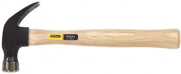 Stanley - 1 Lb Head, Curved Claw Nail Hammer - 13-1/4" OAL, Carbon Steel Head, Smooth Face, Wood Handle - Americas Tooling