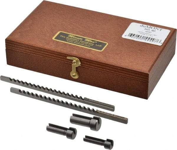 Dumont Minute Man - 5 Piece, 2 to 3mm Keyway Width, Style A Keyway Broach Set - Bright Finish High Speed Steel Broach, Collared Bushing, 6 to 10mm Bushing Diam - Americas Tooling