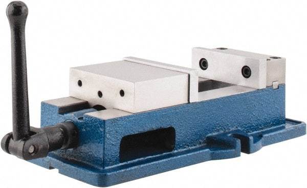 Interstate - 4" Jaw Width, 4" Jaw Opening Capacity, Horizontal Stationary Machine Vise - Manual Operation, 6,750 Lb Capacity, 1 Station, 12-3/8" Long x 3.7" High x 1-1/4" Deep, 1-1/4" Jaw Height, Cast Iron - Americas Tooling