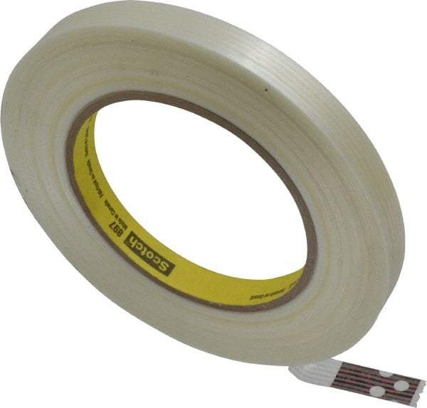 3M - 1/2" x 60 Yd Clear Rubber Adhesive Packaging Tape - Polypropylene Film Backing, 6 mil Thick, 170 Lb Tensile Strength, Series 897 - Americas Tooling