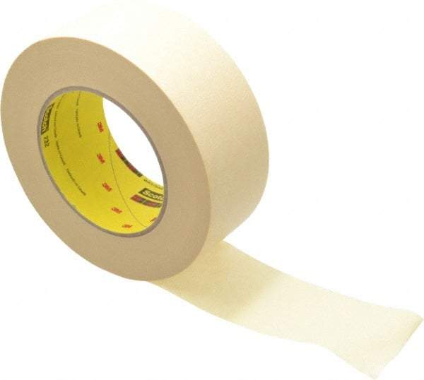 3M - 2" Wide x 60 Yd Long Tan Paper Masking Tape - Series 232, 6.3 mil Thick, 27 In/Lb Tensile Strength - Americas Tooling