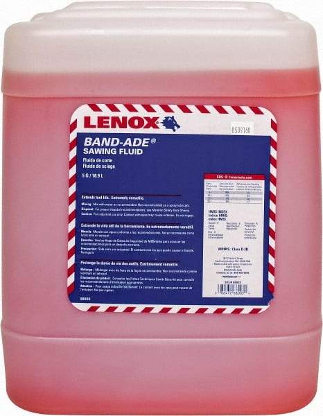 Lenox - Band-Ade, 5 Gal Pail Sawing Fluid - Semisynthetic, For Cutting, Machining - Americas Tooling