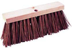 PRO-SOURCE - 14" Rough Surface Palmyra Push Broom - 6-1/4" Bristle Length, Wood Block, Tapered Handle Connection, Handle Sold Separately - Americas Tooling