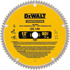 DeWALT - 12" Diam, 1" Arbor Hole Diam, 80 Tooth Wet & Dry Cut Saw Blade - Carbide-Tipped, General Purpose Action, Standard Round Arbor - Americas Tooling