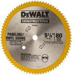 DeWALT - 5-3/8" Diam, 10mm Arbor Hole Diam, 80 Tooth Wet & Dry Cut Saw Blade - Steel, Standard Round Arbor - Americas Tooling