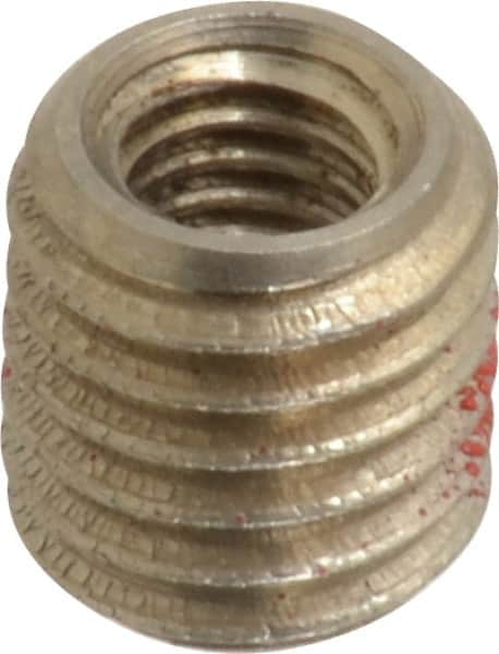 Made in USA - M6x1.00 Internal, M10x1.50 External, Metric Coarse, 10.5mm Insert Length, Thread Locking Repair Inserts - Stainless Steel, Oxide Finish, Grade 303 - Americas Tooling