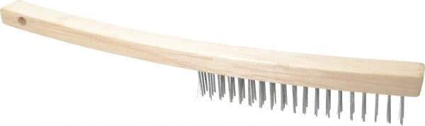 Value Collection - 3 Rows x 19 Columns Bent Handle Scratch Brush - 14" OAL, 1-1/8" Trim Length, Wood Curved Handle - Americas Tooling