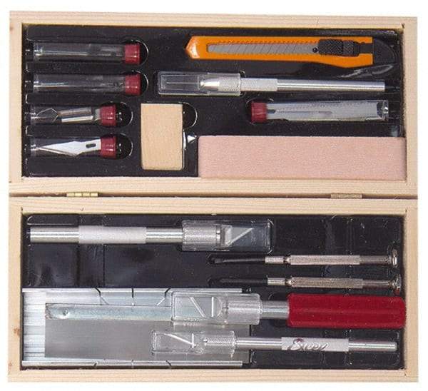 Excel - Hobby Knife Set - 17 Pieces, Includes Deluxe Large Wooden Chest Boxed - Americas Tooling