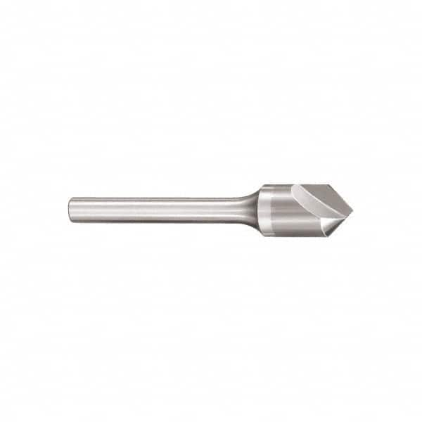 SGS - 3/4" Head Diam, 1/2" Shank Diam, 1 Flute 60° Solid Carbide Countersink - Americas Tooling