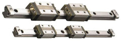 THK - 45mm Block L x 27mm W x 16.9mm H, 15mm Transverse Hole Spcg, 15mm Lateral Hole Spcg, 4-Way Compact HSR Assembly - M4x4.5 Block Hole, 350mm Rail L x 12mm W x 11mm H, 20mm Assembly H, 7.5mm Overhang - Americas Tooling