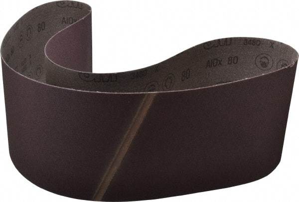 3M - 6" Wide x 54-1/2" OAL, 80 Grit, Aluminum Oxide Abrasive Belt - Aluminum Oxide, Medium, Coated, X Weighted Cloth Backing, Series 341D - Americas Tooling