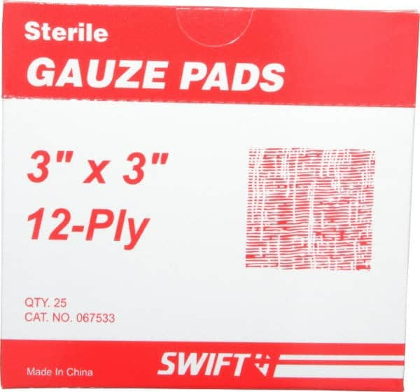 North - 3" Long x 3" Wide, General Purpose Pad - White, Sterile, Gauze Bandage - Americas Tooling