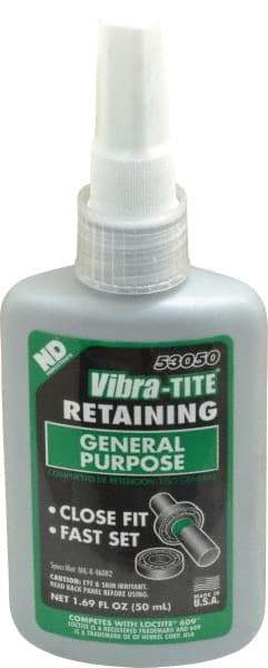 Vibra-Tite - 50 mL Bottle, Green, High Strength Liquid Retaining Compound - Series 530, 24 hr Full Cure Time - Americas Tooling