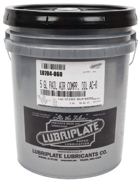 Lubriplate - 5 Gal Pail, ISO 32, SAE 10, Air Compressor Oil - 137 Viscosity (SUS) at 100°F, 43 Viscosity (SUS) at 210°F, Series AC-0 - Americas Tooling