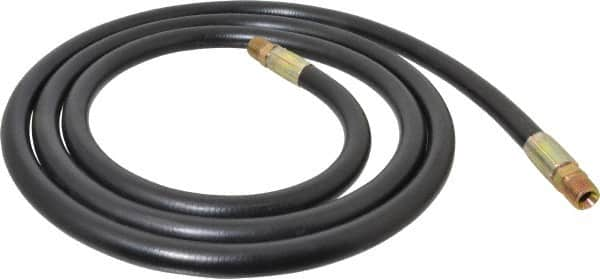 Made in USA - 1/2" Inside x 55/64" Outside Diam, 4,000 psi Working Pressure, Hydraulic Hose - 1/2-14 Thread, 120" Long, 10-1/2' Standard Coil Length, 7" Bend Radius, Nitrile Rubber, -40 to 121°C Max - Americas Tooling