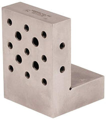 Suburban Tool - 3" Wide x 4" Deep x 3" High Steel Precision-Ground Angle Plate - Standard Plate, Machined Holes on Surface, Open End, 1" Thick, Pair of Plates - Americas Tooling