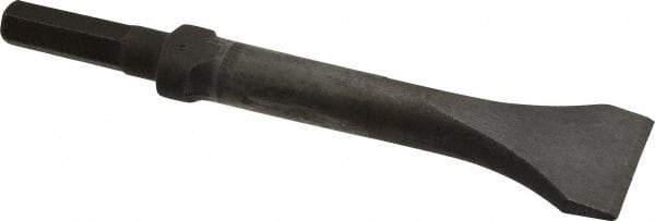 Made in USA - 2" Head Width, 9" OAL, 1/2" Shank Diam, Scaling Chisel - Hex Drive, Hex Shank, Alloy Steel - Americas Tooling