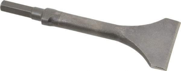 Made in USA - 3" Head Width, 9" OAL, 1/2" Shank Diam, Scaling Chisel - Hex Drive, Hex Shank, Alloy Steel - Americas Tooling