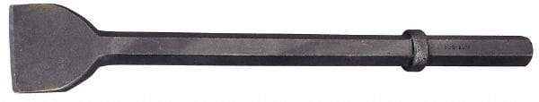 Made in USA - 3" Head Width, 20" OAL, 1-1/8" Shank Diam, Scaling Chisel - Hex Drive, Hex Shank, Alloy Steel - Americas Tooling