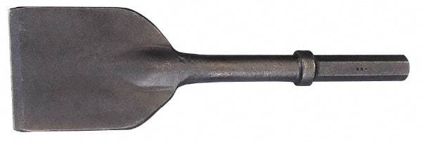 Made in USA - 5" Head Width, 11" OAL, 1-1/8" Shank Diam, Asphalt Cutter Chisel - Hex Drive, Hex Shank, Alloy Steel - Americas Tooling